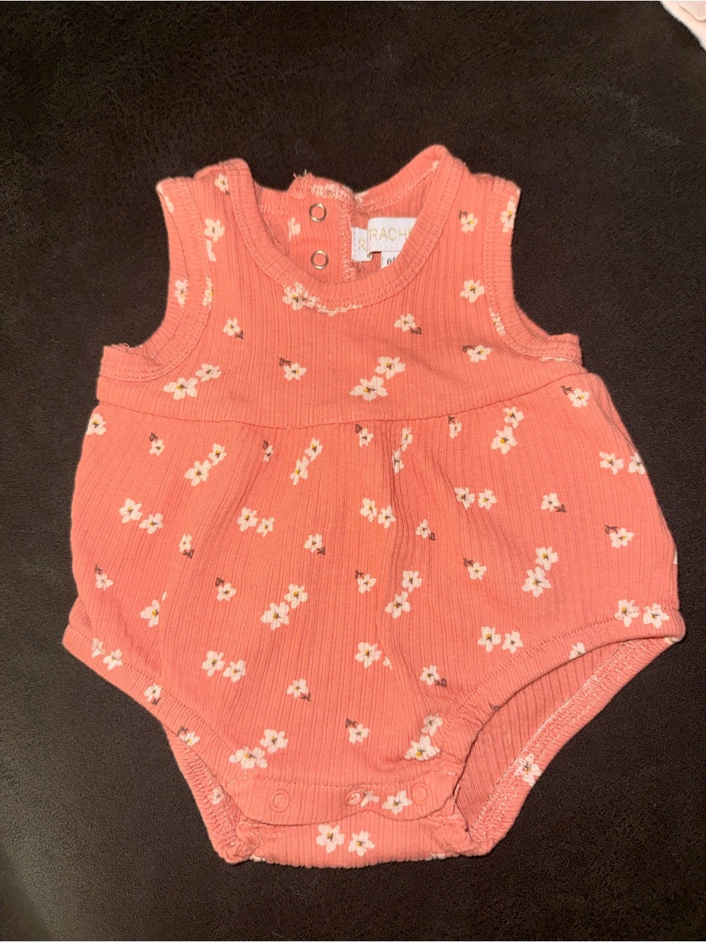 Rachel Coral Floral Ribbed Baby Onesie